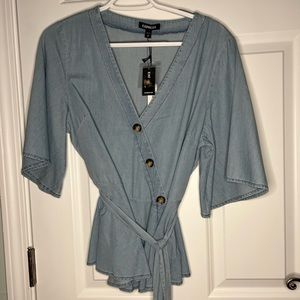 Brand new blue express button up never worn